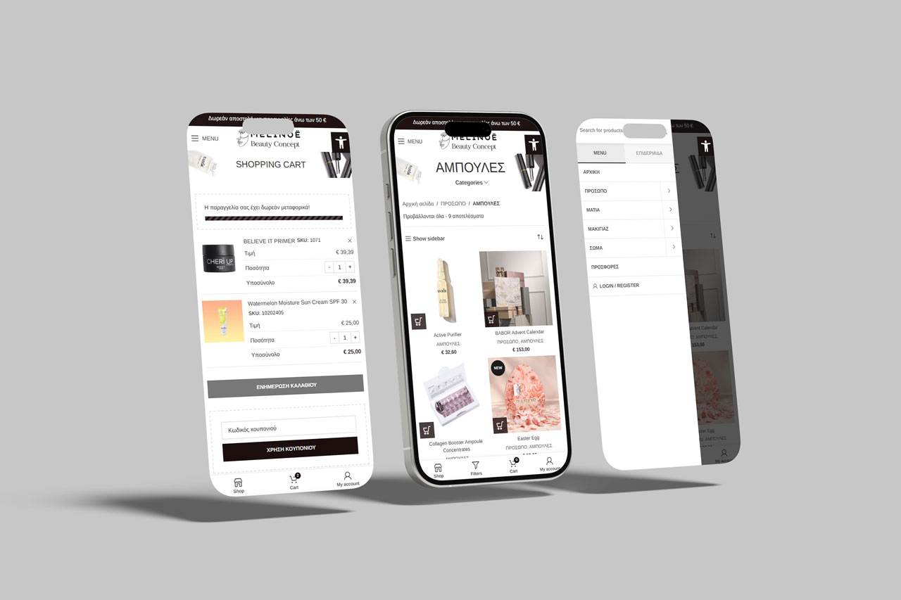 κατασκευή WooCommerce eshop καλλυντικών – melinoe.gr